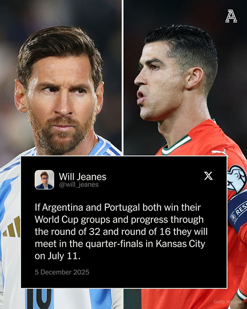 阿根廷葡萄牙若小组头名出线,<a href=/qiuxing/zuqiubofang/119.html target=_blank class=infotextkey>梅西</a>C罗1/4决赛将提前相遇