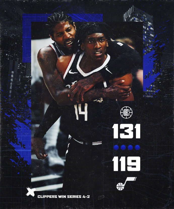 快船131-119战胜爵士 曼恩39分 乔治28+9+7 米切尔39+9+9