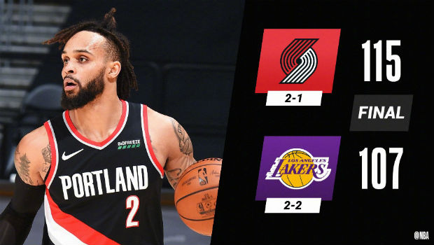 <a href=/lanqiubofang/blazers/ target=_blank class=infotextkey>开拓者</a>115-107战胜<a href=/lanqiubofang/lakers/ target=_blank class=infotextkey>湖人</a>